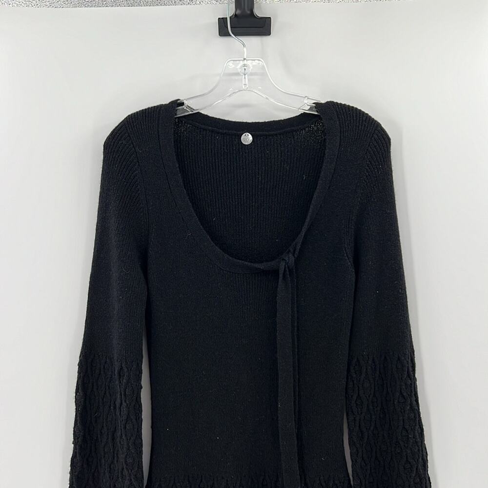 Margaret O'Leary Wool Puff Sleeve Sweater Dress - Black - Large - Picture 3 of 9